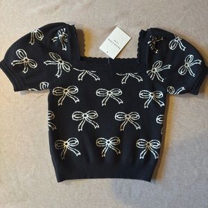 NWT stretchy cropped bow top